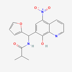 molecular formula C18H17N3O5 B4022245 N-[furan-2-yl-(8-hydroxy-5-nitroquinolin-7-yl)methyl]-2-methylpropanamide 