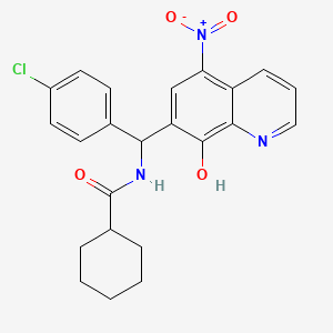 molecular formula C23H22ClN3O4 B4022253 N-[(4-chlorophenyl)(8-hydroxy-5-nitro-7-quinolinyl)methyl]cyclohexanecarboxamide 