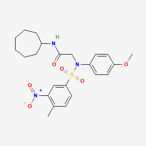molecular formula C23H29N3O6S B4022260 N-cycloheptyl-2-(4-methoxy-N-(4-methyl-3-nitrophenyl)sulfonylanilino)acetamide 