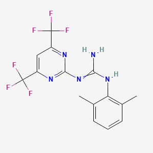 molecular formula C15H13F6N5 B4022282 2-[4,6-Bis(trifluoromethyl)pyrimidin-2-yl]-1-(2,6-dimethylphenyl)guanidine 
