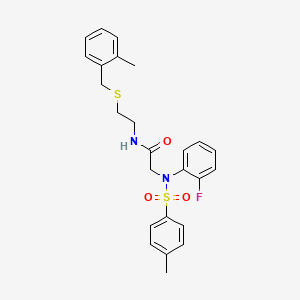 molecular formula C25H27FN2O3S2 B4022321 N~2~-(2-fluorophenyl)-N~1~-{2-[(2-methylbenzyl)thio]ethyl}-N~2~-[(4-methylphenyl)sulfonyl]glycinamide 
