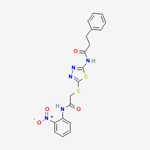 molecular formula C19H17N5O4S2 B4022415 N-[5-({2-[(2-nitrophenyl)amino]-2-oxoethyl}thio)-1,3,4-thiadiazol-2-yl]-3-phenylpropanamide 