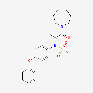 molecular formula C22H28N2O4S B4022428 N-[1-(azepan-1-yl)-1-oxopropan-2-yl]-N-(4-phenoxyphenyl)methanesulfonamide 
