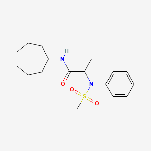 molecular formula C17H26N2O3S B4022627 N-cycloheptyl-2-(N-methylsulfonylanilino)propanamide 