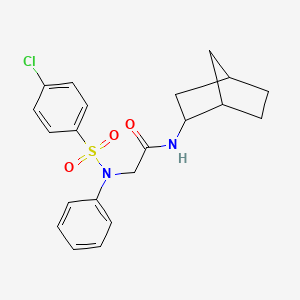 molecular formula C21H23ClN2O3S B4022816 N-(2-bicyclo[2.2.1]heptanyl)-2-(N-(4-chlorophenyl)sulfonylanilino)acetamide 