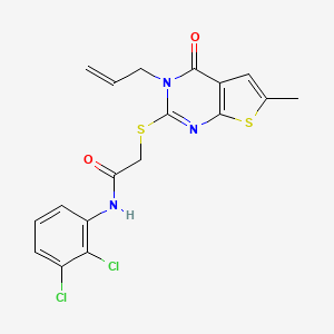 molecular formula C18H15Cl2N3O2S2 B4022884 N-(2,3-dichlorophenyl)-2-(6-methyl-4-oxo-3-prop-2-enylthieno[2,3-d]pyrimidin-2-yl)sulfanylacetamide 