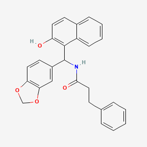 molecular formula C27H23NO4 B4022935 N-[1,3-benzodioxol-5-yl-(2-hydroxynaphthalen-1-yl)methyl]-3-phenylpropanamide 