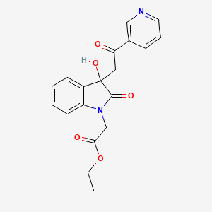 molecular formula C19H18N2O5 B4022982 ethyl {3-hydroxy-2-oxo-3-[2-oxo-2-(pyridin-3-yl)ethyl]-2,3-dihydro-1H-indol-1-yl}acetate 