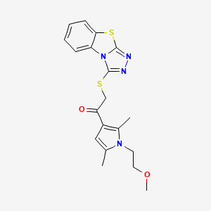 molecular formula C19H20N4O2S2 B4023007 Ethanone, 1-[1-(2-methoxyethyl)-2,5-dimethyl-1H-pyrrol-3-yl]-2-(1,2,4-triazolo[3,4-b]benzothiazol-3-ylthio)- CAS No. 379241-49-3