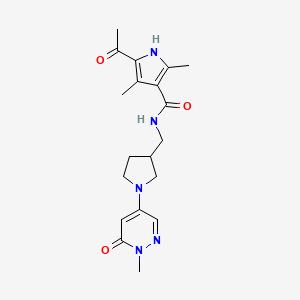 molecular formula C19H25N5O3 B4023109 5-acetyl-2,4-dimethyl-N-[[1-(1-methyl-6-oxopyridazin-4-yl)pyrrolidin-3-yl]methyl]-1H-pyrrole-3-carboxamide 