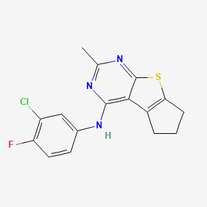molecular formula C16H13ClFN3S B4023111 N-(3-chloro-4-fluorophenyl)-2-methyl-6,7-dihydro-5H-cyclopenta[4,5]thieno[2,3-d]pyrimidin-4-amine 