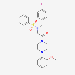 molecular formula C26H28FN3O4S B4023235 N-(4-fluorobenzyl)-N-{2-[4-(2-methoxyphenyl)-1-piperazinyl]-2-oxoethyl}benzenesulfonamide 