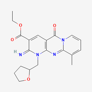 molecular formula C20H22N4O4 B4023255 ethyl 6-imino-11-methyl-2-oxo-7-(oxolan-2-ylmethyl)-1,7,9-triazatricyclo[8.4.0.03,8]tetradeca-3(8),4,9,11,13-pentaene-5-carboxylate CAS No. 618077-74-0