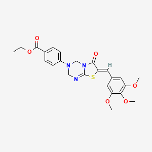 molecular formula C24H25N3O6S B4023269 ethyl 4-[(7Z)-6-oxo-7-(3,4,5-trimethoxybenzylidene)-6,7-dihydro-2H-[1,3]thiazolo[3,2-a][1,3,5]triazin-3(4H)-yl]benzoate 