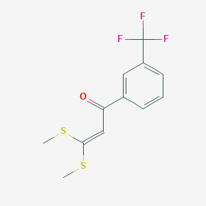 molecular formula C12H11F3OS2 B040233 3,3-Bis(methylsulfanyl)-1-[3-(trifluoromethyl)phenyl]prop-2-EN-1-one CAS No. 116609-88-2