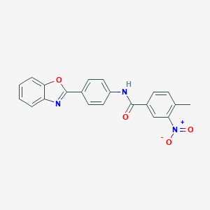 molecular formula C21H15N3O4 B402330 N-(4-(Benzo[d]oxazol-2-yl)phenyl)-4-methyl-3-nitrobenzamide CAS No. 331446-69-6