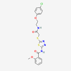 molecular formula C20H19ClN4O4S2 B4023359 N-{5-[(2-{[2-(4-chlorophenoxy)ethyl]amino}-2-oxoethyl)sulfanyl]-1,3,4-thiadiazol-2-yl}-2-methoxybenzamide 
