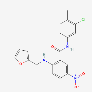 molecular formula C19H16ClN3O4 B4023428 N-(3-chloro-4-methylphenyl)-2-(furan-2-ylmethylamino)-5-nitrobenzamide 
