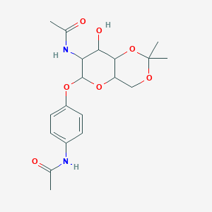 molecular formula C19H26N2O7 B4023517 N-[6-(4-acetamidophenoxy)-8-hydroxy-2,2-dimethyl-4,4a,6,7,8,8a-hexahydropyrano[3,2-d][1,3]dioxin-7-yl]acetamide 