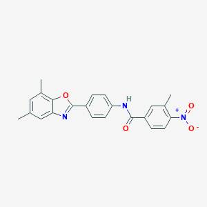 molecular formula C23H19N3O4 B402354 N-[4-(5,7-dimethyl-1,3-benzoxazol-2-yl)phenyl]-3-methyl-4-nitrobenzamide 