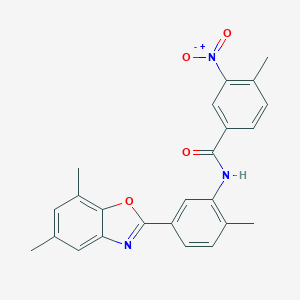 molecular formula C24H21N3O4 B402362 N-[5-(5,7-dimethyl-1,3-benzoxazol-2-yl)-2-methylphenyl]-3-nitro-4-methylbenzamide 