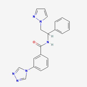 molecular formula C20H18N6O B4023631 N-(1-Phenyl-2-(1H-pyrazol-1-yl)ethyl)-3-(4H-1,2,4-triazol-4-yl)benzamide 