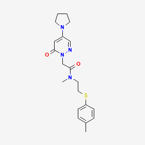 molecular formula C20H26N4O2S B4023674 N-methyl-N-{2-[(4-methylphenyl)thio]ethyl}-2-(6-oxo-4-pyrrolidin-1-ylpyridazin-1(6H)-yl)acetamide 
