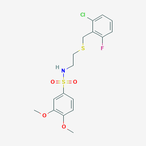 molecular formula C17H19ClFNO4S2 B4023682 N-{2-[(2-chloro-6-fluorobenzyl)sulfanyl]ethyl}-3,4-dimethoxybenzenesulfonamide 