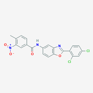 molecular formula C21H13Cl2N3O4 B402370 N-[2-(2,4-dichlorophenyl)-1,3-benzoxazol-5-yl]-4-methyl-3-nitrobenzamide 