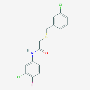 molecular formula C15H12Cl2FNOS B4023856 N-(3-chloro-4-fluorophenyl)-2-[(3-chlorophenyl)methylsulfanyl]acetamide 