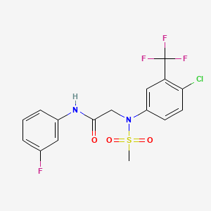 molecular formula C16H13ClF4N2O3S B4023953 N~2~-[4-chloro-3-(trifluoromethyl)phenyl]-N~1~-(3-fluorophenyl)-N~2~-(methylsulfonyl)glycinamide 