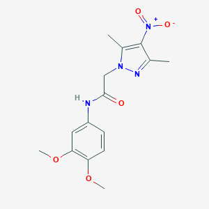 molecular formula C15H18N4O5 B402401 N-(3,4-dimethoxyphenyl)-2-(3,5-dimethyl-4-nitro-1H-pyrazol-1-yl)acetamide 