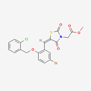 molecular formula C20H15BrClNO5S B4024158 methyl [(5E)-5-{5-bromo-2-[(2-chlorobenzyl)oxy]benzylidene}-2,4-dioxo-1,3-thiazolidin-3-yl]acetate 