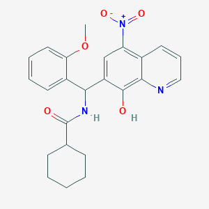 molecular formula C24H25N3O5 B4024184 N-[(8-hydroxy-5-nitroquinolin-7-yl)(2-methoxyphenyl)methyl]cyclohexanecarboxamide 
