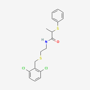 molecular formula C18H19Cl2NOS2 B4024195 N-{2-[(2,6-dichlorobenzyl)sulfanyl]ethyl}-2-(phenylsulfanyl)propanamide 