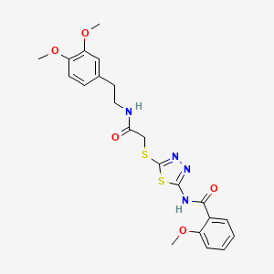 molecular formula C22H24N4O5S2 B4024248 N-{5-[(2-{[2-(3,4-dimethoxyphenyl)ethyl]amino}-2-oxoethyl)sulfanyl]-1,3,4-thiadiazol-2-yl}-2-methoxybenzamide 