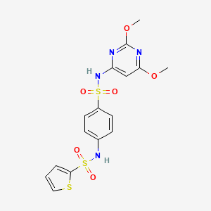 molecular formula C16H16N4O6S3 B4024296 N-[4-[(2,6-dimethoxypyrimidin-4-yl)sulfamoyl]phenyl]thiophene-2-sulfonamide 