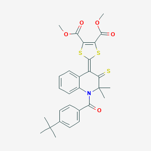 molecular formula C29H29NO5S3 B402435 DIMETHYL 2-[1-[4-(TERT-BUTYL)BENZOYL]-2,2-DIMETHYL-3-THIOXO-2,3-DIHYDRO-4(1H)-QUINOLINYLIDEN]-1,3-DITHIOLE-4,5-DICARBOXYLATE 