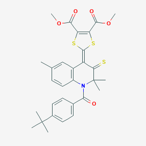 molecular formula C30H31NO5S3 B402437 dimethyl 2-(1-(4-tert-butylbenzoyl)-2,2,6-trimethyl-3-thioxo-2,3-dihydroquinolin-4(1H)-ylidene)-1,3-dithiole-4,5-dicarboxylate 