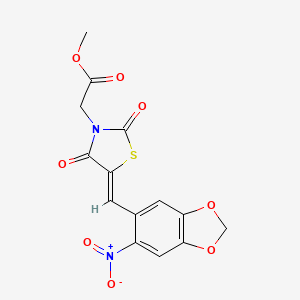 molecular formula C14H10N2O8S B4024562 methyl {(5Z)-5-[(6-nitro-1,3-benzodioxol-5-yl)methylidene]-2,4-dioxo-1,3-thiazolidin-3-yl}acetate 