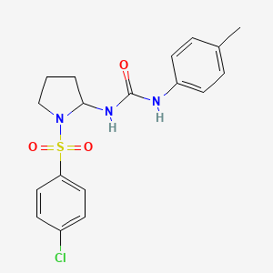 molecular formula C18H20ClN3O3S B4024617 N-{1-[(4-chlorophenyl)sulfonyl]-2-pyrrolidinyl}-N'-(4-methylphenyl)urea 