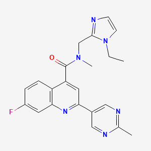 molecular formula C22H21FN6O B4024722 N-[(1-ethyl-1H-imidazol-2-yl)methyl]-7-fluoro-N-methyl-2-(2-methylpyrimidin-5-yl)quinoline-4-carboxamide 