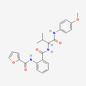 molecular formula C24H25N3O5 B4024894 N~2~-({2-[(furan-2-ylcarbonyl)amino]phenyl}carbonyl)-N-(4-methoxyphenyl)valinamide 