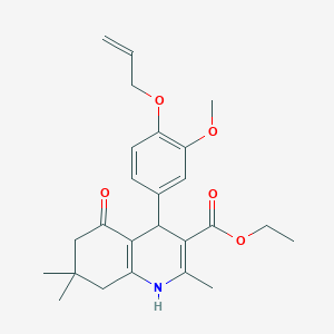 molecular formula C25H31NO5 B4025012 ETHYL 4-[3-METHOXY-4-(PROP-2-EN-1-YLOXY)PHENYL]-2,7,7-TRIMETHYL-5-OXO-1,4,5,6,7,8-HEXAHYDROQUINOLINE-3-CARBOXYLATE 