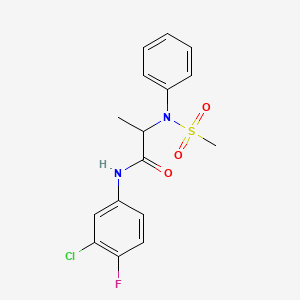 molecular formula C16H16ClFN2O3S B4025014 N-(3-chloro-4-fluorophenyl)-2-(N-methylsulfonylanilino)propanamide 