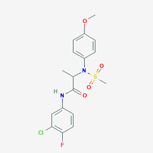 molecular formula C17H18ClFN2O4S B4025084 N-(3-chloro-4-fluorophenyl)-2-(4-methoxy-N-methylsulfonylanilino)propanamide 