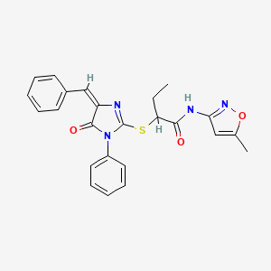 molecular formula C24H22N4O3S B4025802 N-(5-METHYL-1,2-OXAZOL-3-YL)-2-{[(4E)-5-OXO-1-PHENYL-4-(PHENYLMETHYLIDENE)-4,5-DIHYDRO-1H-IMIDAZOL-2-YL]SULFANYL}BUTANAMIDE 