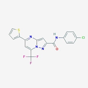 molecular formula C18H10ClF3N4OS B402585 N-(4-chlorophenyl)-5-(thiophen-2-yl)-7-(trifluoromethyl)pyrazolo[1,5-a]pyrimidine-2-carboxamide 