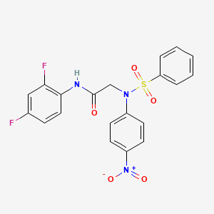 molecular formula C20H15F2N3O5S B4025853 N~1~-(2,4-difluorophenyl)-N~2~-(4-nitrophenyl)-N~2~-(phenylsulfonyl)glycinamide 