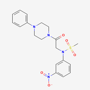 molecular formula C19H22N4O5S B4025949 N-(3-nitrophenyl)-N-[2-oxo-2-(4-phenyl-1-piperazinyl)ethyl]methanesulfonamide 